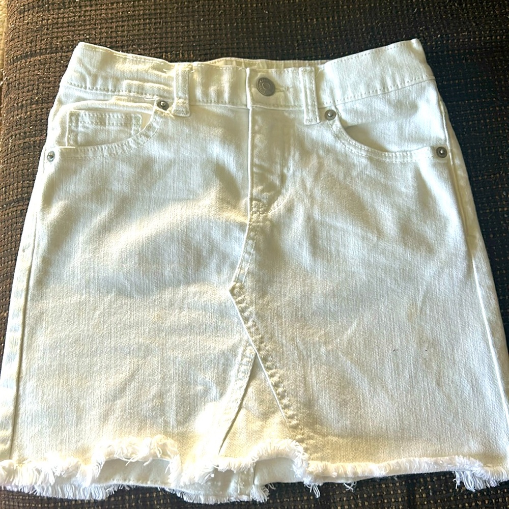 Girls white jean skirt